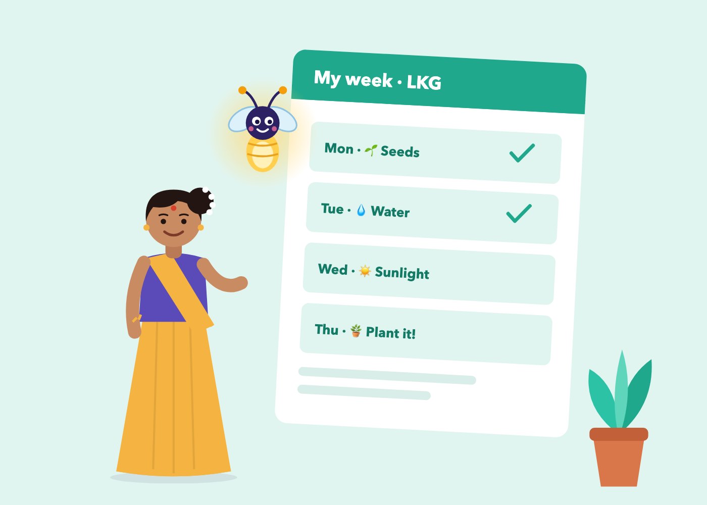 A teacher's week plan with Minmini the firefly